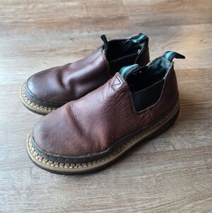 Georgia Boot Kids Romeo Brown Soggy Farm Ranch Work Slip On Shoes Youth size 4M